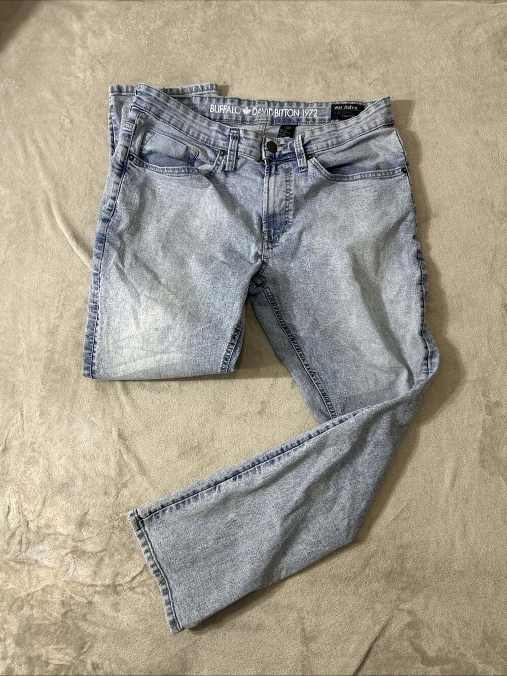 Buffalo David Bitton Ash-X Slim Stretch Jeans Men’s 34x30 Light Wash Denim